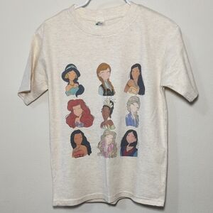 Laughing Giraffe Cream Princess Silhouettes T-Shirt Elsa Anna Ariel Tiana Size 7
